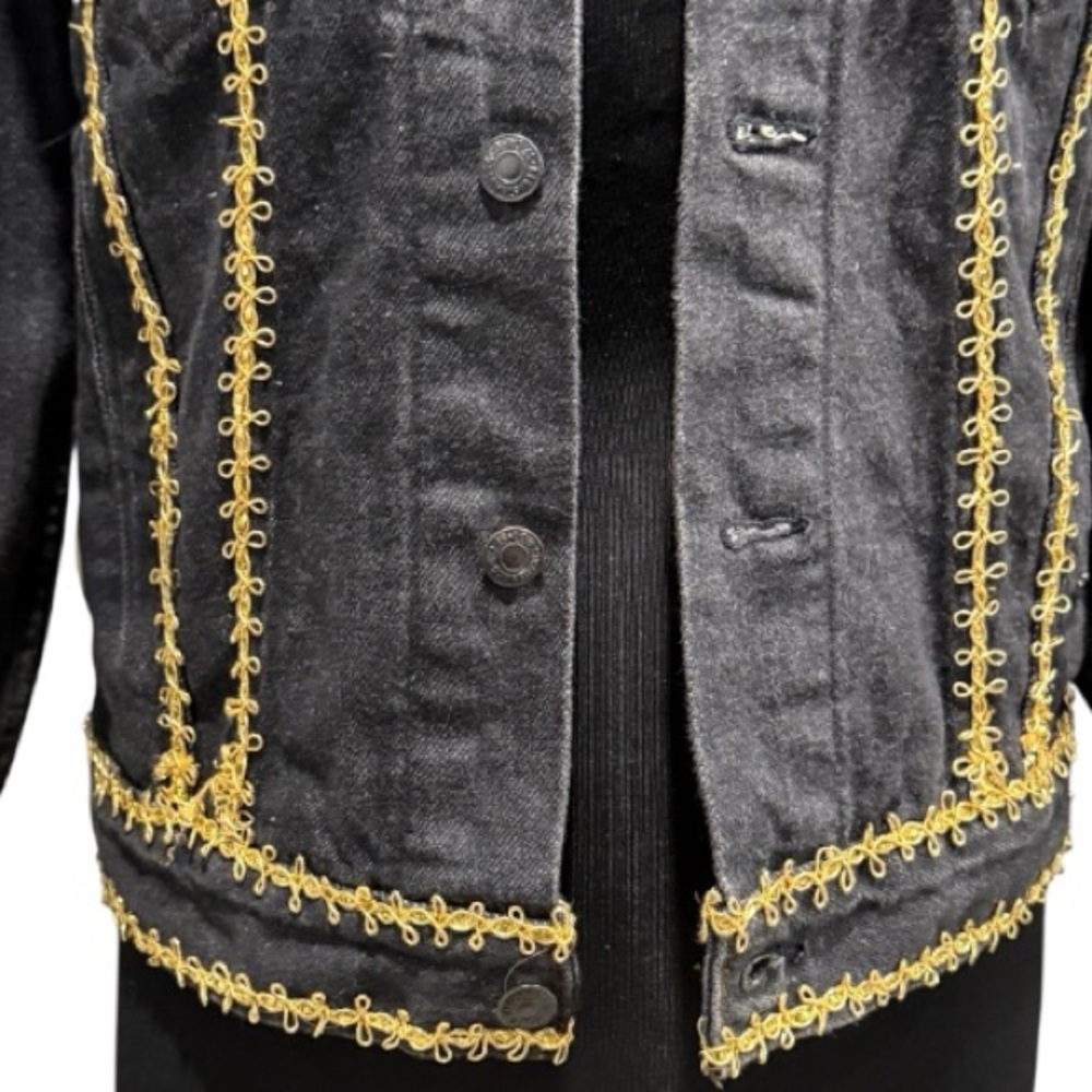 Upcycled 1989 Levi’s 70506 Trucker Jacket Made in USA | Gold Baroque Trim & Broc - Picture 3 of 16